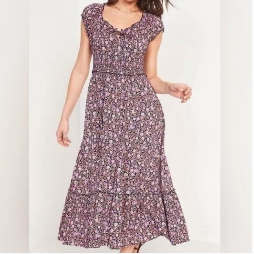 NWT Old Navy Pink & Navy Floral Maxi Dress, sz XXL petite
